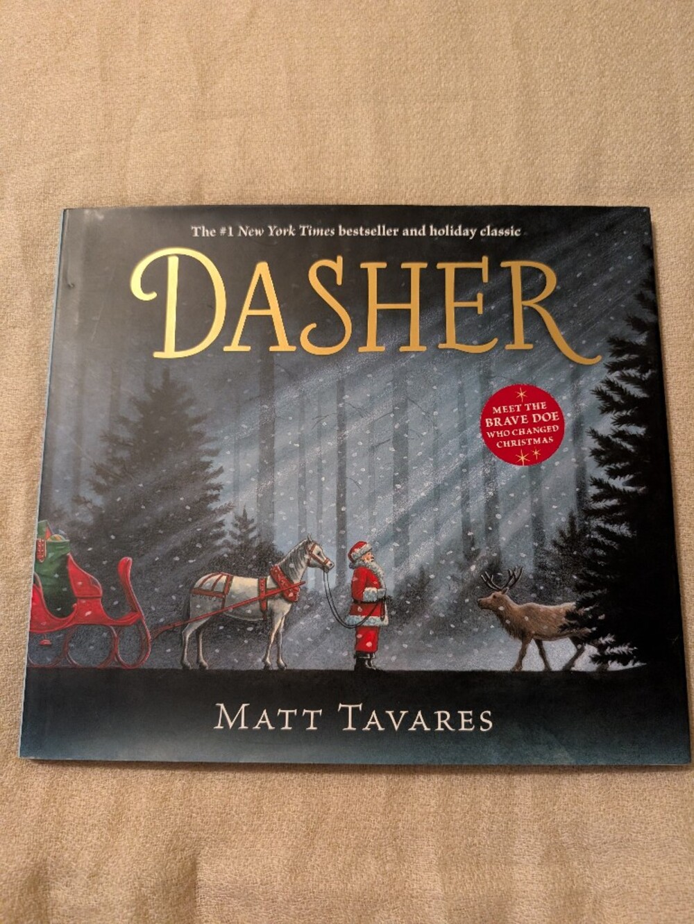 Dasher by Matt Tavares - Holiday Picture Book in Navy & Gold